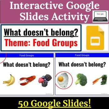 Preview of Food Groups What Doesn't Belong? Special Education Google Slides REAL IMAGES