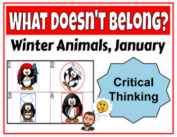 Preview of What Doesn't Belong Winter Animals, January | Winter Critical Thinking Activity 