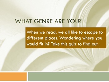 Preview of What Genre are You? (Book Personality Quiz) and Book Speed Dating
