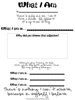 Preview of What I Am: Activity, Art Project, Printable