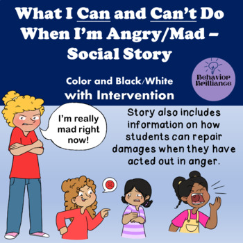 Preview of What I Can And Can't Do When I'm Angry Social Story and Intervention