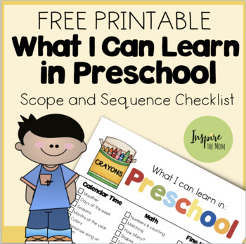 Preview of What I Can Learn in Preschool (Prek Scope and Sequence Checklist)