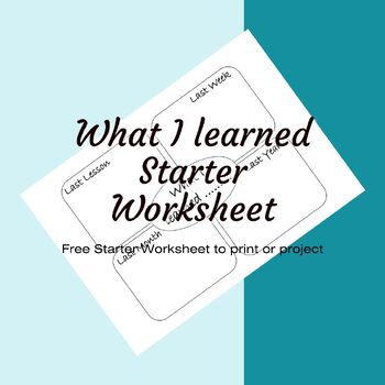 Preview of What I Learned Starter Worksheet to Print or Project