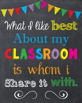 Preview of What I Like Best About My Classroom Inspiration Chalkboard Art Sign Decor Poster