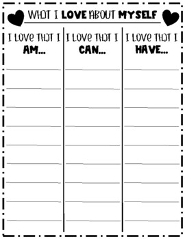 Preview of What I Love About Myself - DIFFERENTIATED - Valentine's Day Writing Activity