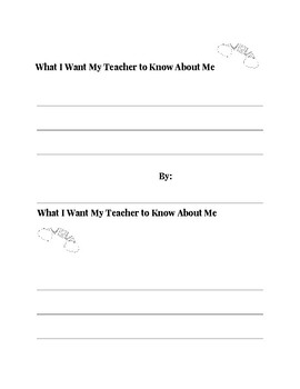 What I Want My Teacher to Know by Clarissa Pearson TpT