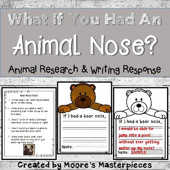 Preview of What If You Had An Animal Nose? Animal Research and Writing Response