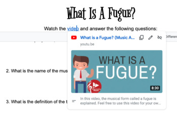 Preview of What Is A Fugue? Worksheet