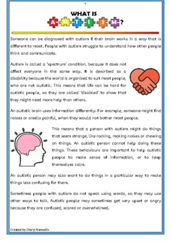 Preview of What Is Autism? Comprehension Activity