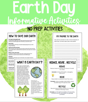 Preview of What Is Earth Day? | Informative Activities | Reduce, Reuse, Recycle