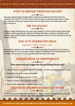 What Is Hispanic Heritage Month - Free Info Page by World Music With DARIA