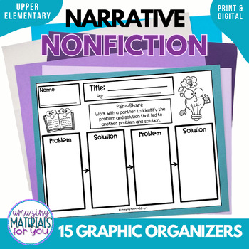 Preview of Narrative Nonfiction Book Companion Digital and Print Graphic Organizers