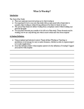 Preview of What Is Worship Worksheet Outline