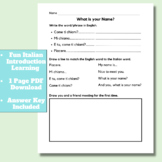 What Is Your Name? | Come ti Chiami? | Italian Worksheet f