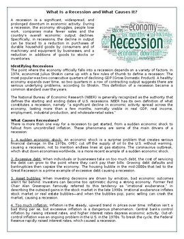 Preview of What Is a Recession and What Causes It? - Reading Comprehension Text