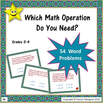 Preview of Math Word Problems, Determining Correct Operation Distance Learning