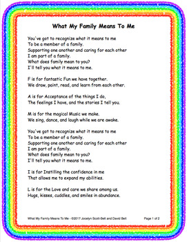 What My Family Means To Me Song By Knowledge Gators Tpt