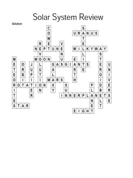 What Objects Are In The Solar System Review Crossword Puzzle And Key