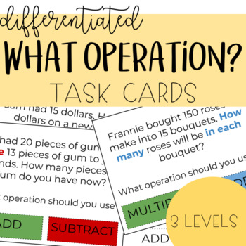 Preview of What Operation? Word Problem Task Cards (differentiated)