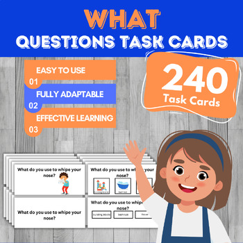 Preview of 240 WHAT Questions Autism Education Task Cards Speech Therapy Open Questions ABA