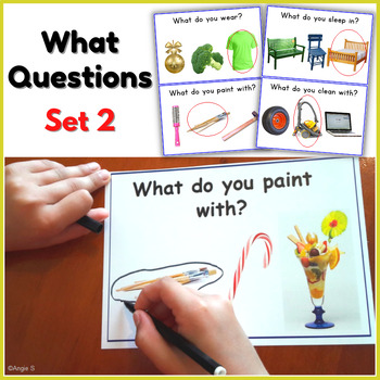 Preview of What Questions Wh Questions with Pictures Speech Therapy Worksheets Set 2