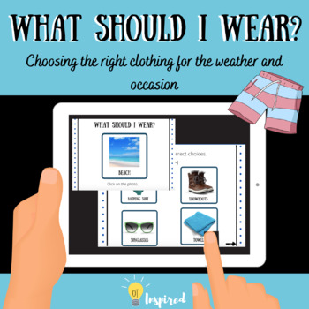 Preview of What Should I Wear Boom Cards™ self dressing support for Occupational therapy