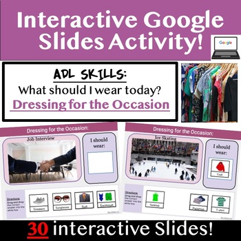 Preview of What Should I Wear? Dress for the OCCASION _Google Slides Digital Activity 