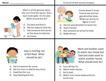 social problem solving scenarios for kindergarten