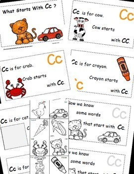 Letter C Alphabet Cut & Paste Emergent Activities Reader (Distance ...