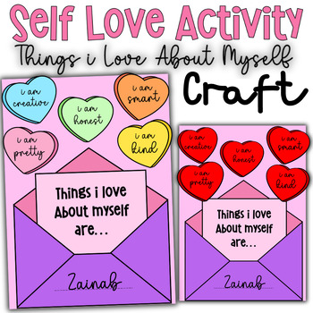 Preview of What Things i Love About Myself Valentine's SEL Self Love Writing Craft Activity