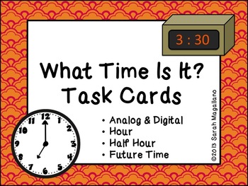 Preview of Telling Time Task Cards: Hour, Half Hour, & Future Time