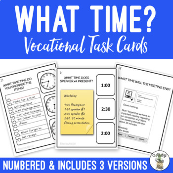 Preview of What Time? Vocational Scenarios Task Cards