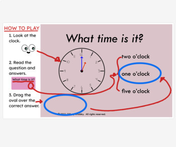 Preview of What Time is it? Drag and Drop EASEL Game for Time to the Hour (1.MD.B.3)