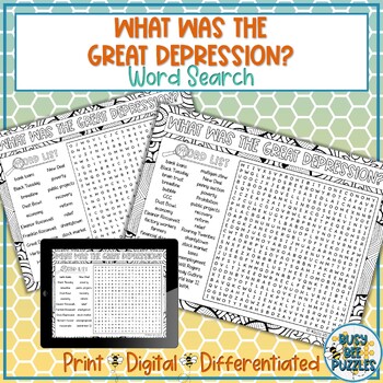 Preview of What Was the Great Depression Word Search Puzzle Activity