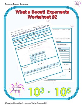 Preview of What a Boost! Exponents Worksheet #2
