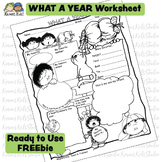 What a Year Worksheet Freebie K-2 (Karen's Kids Printable)