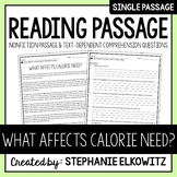 What affects calorie need? Reading Passage | Printable & Digital