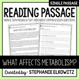 What affects metabolism? Reading Passage | Printable & Digital