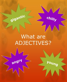 Preview of What are ADJECTIVES? 24 Page Resource: Lesson, Practice, & Assessment Included!