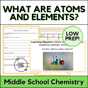 Preview of Atoms and Elements - Google Slides Deck - Guided Notes - Worksheets