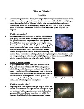 Preview of What are Galaxies? - Informational Text Test Prep
