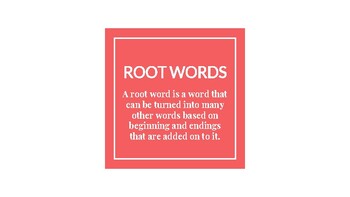 Preview of What are Root words? Educational presentation and worksheets