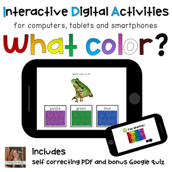 Preview of What color is it? Digital Activities ⋅ Interactive PDF, Boom Cards, and Quiz
