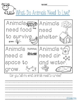 What do Animals Need to Survive? English Language Learners ELL ESL
