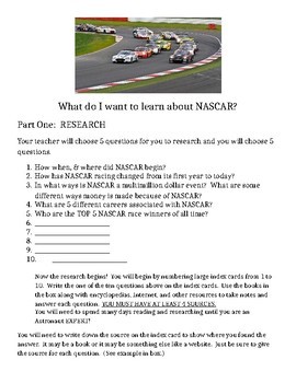 Preview of What do I want to learn about NASCAR?