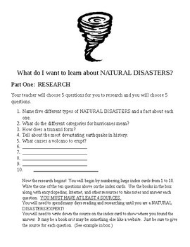 Preview of What do I want to learn about NATURAL DISASTERS?