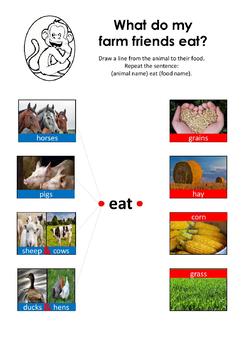 What do farm animals eat? by Teacher Bernessa | TPT