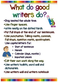 what do good writers do classroom writing expectation poster bright