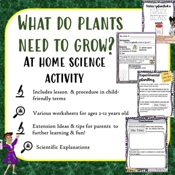Preview of What do plants need to grow? At Home Learning