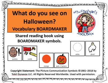 Preview of What do you see on Halloween? Shared Reading Story. BOARDMAKER